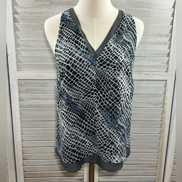 BANANA REPUBLIC Layered Snake Print Tank Top Gray Black White-XS - Picture 1 of 3